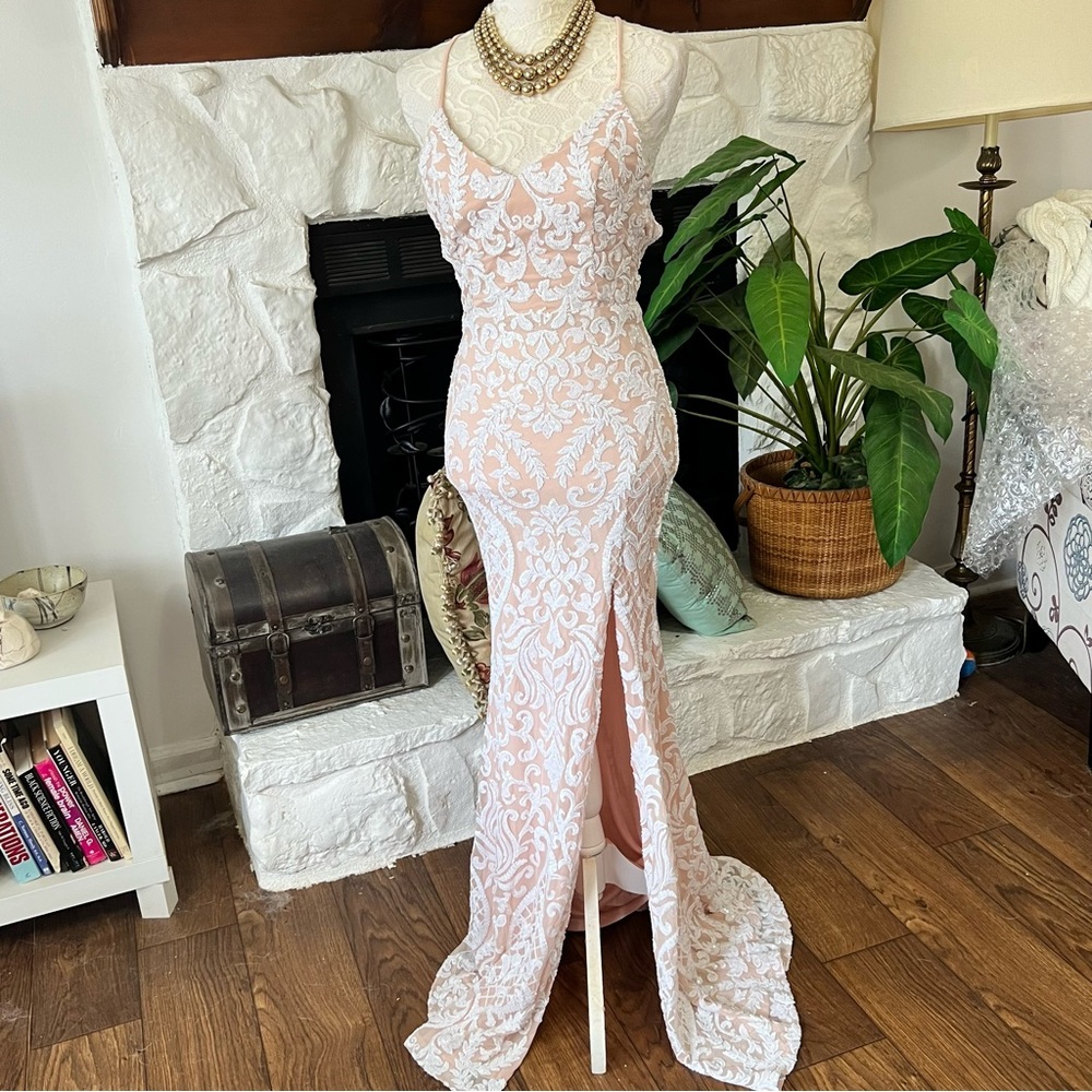 Fashion Nova Sequined Evening Gown Prom Dress Size Small NWT - Picture 3 of 11